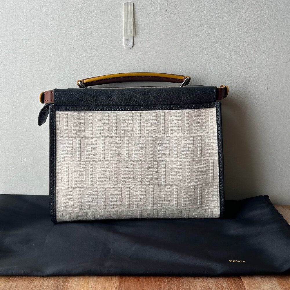 Fendi CANVAS Selleria Peekaboo White/Black Mini